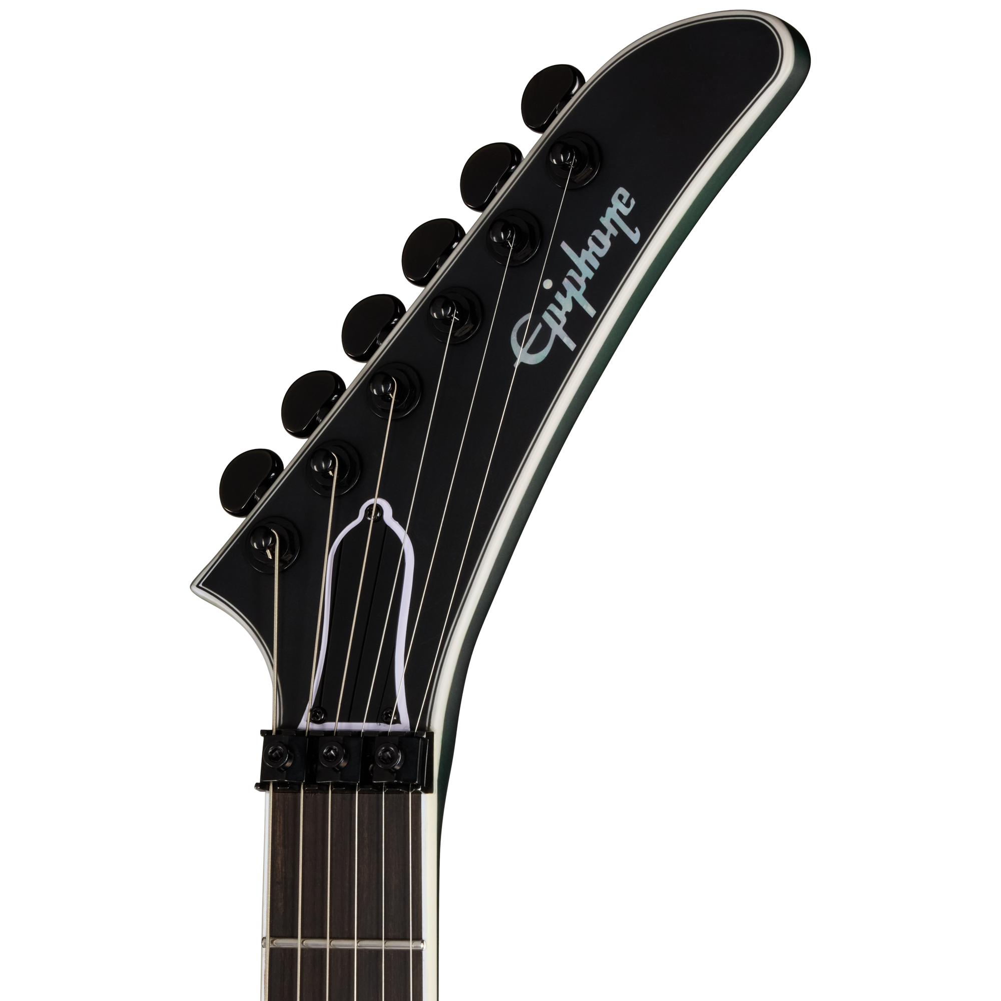 E-Gitarren-Kopfplatte, schwarz, sechs Mechaniken, Klemmverschluss, Gitarrenhals